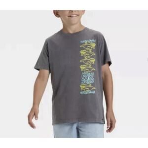 Maui and Sons Boys Gray Acid Wash Shark T-shirt Short Sleeve Large 100% Cotton